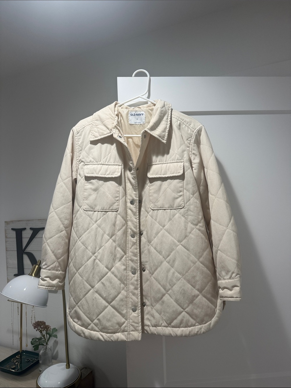 Old Navy Quilted Button-Front Cream Jacket